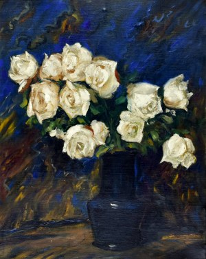 Teodor GROTT (1884-1972), Białe róże w wazonie