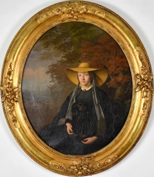 Romuald Roman CHOJNACKI (1818-1885), Portret młodej kobiety w kapeluszu, 1864