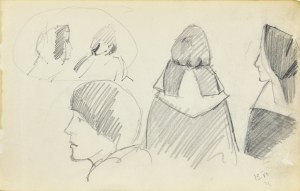 Stanisław ŻURAWSKI (1889-1976), Szkice popiersia kobiet w różnych ujęciach, 1921