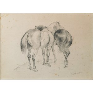 W. GABRIEL (XIX w.), Konie, ok. 1850