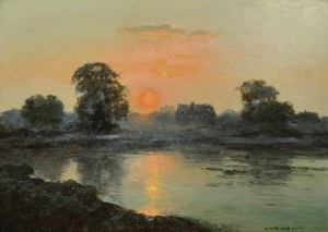 Wiktor KORECKI (1890-1980), Zachód słońca nad jeziorem