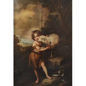 MALARZ NIEOKREŚLONY, europejski, XVIII w., Ecce Agnus Dei - Święty Jan Chrzciciel jako dziecko z barankiem