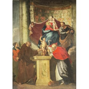 MALARZ NIEOKREŚLONY, XVIII w., Adoracja Marii i Dzieciątka