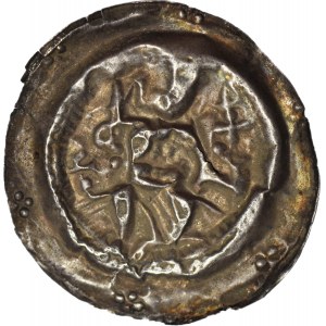 Niemcy, Saksonia, Miśnia, Dytryk I Zgnębiony (Dietrich der Bedrängte) 1197-1221, wielki brakteat XIII w., 40 mm