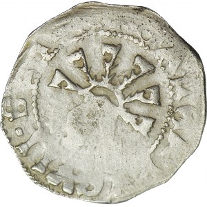 R-, Bernard II Świdnicki lub Henryk I Jaworski lub Bolko II i Henryk II, Kwartnik hełm rycerski, Lwówek 1301-1312