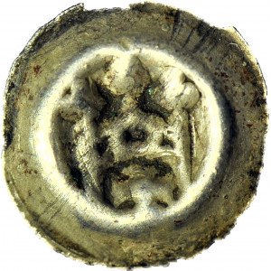 R-, Zakon Krzyżacki, Brakteat ok. 1257-1268, Toruń, Brama, lilie na górze