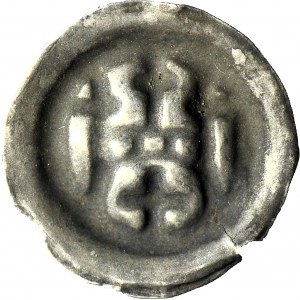 R-, Zakon Krzyżacki, Brakteat ok. 1257-1268, Toruń, Brama, krzyże na górze