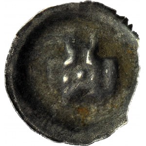 R-, Zakon Krzyżacki, Brakteat ok. 1257-1268, Toruń, Brama, kule na górze