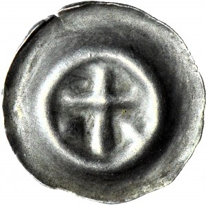 Zakon Krzyżacki, brakteat ok. 1317-1328, Krzyż łaciński, po bokach dwa krzyżyki