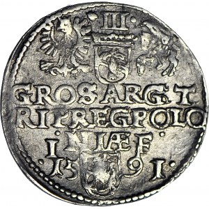 RR-, Zygmunt III Waza, Trojak 1591, Olkusz, NIAE, ARGT, nienotowane