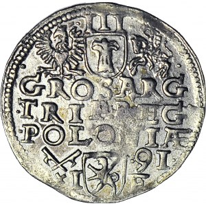 Zygmunt III Waza, Trojak 1591, Poznań, piękny