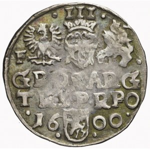 Zygmunt III Waza, Trojak 1600, Wschowa, litera F przy Orle