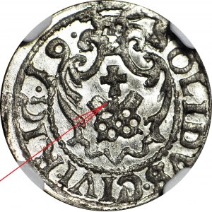 RRR-, Zygmunt III Waza, Szeląg 1619, Ryga, 7 typ herbu, RIG/P