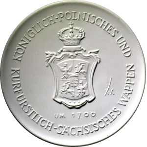 Medal Król Polski August II Mocny-duży 85 mm, manufaktury miśnieńskiej