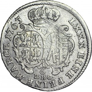 R-, August III Sas, 1/6 thaler 1763 EDC, Leipzig, rare, R3