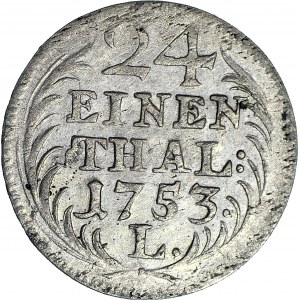 August III Sas, 1/24 thaler 1753 L / EDC, Leipzig, Seven Years' War