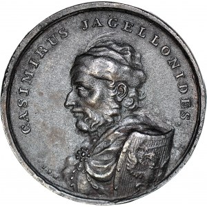 Medal Suity Królewskiej autorstwa Holzhaeussera, Kazimierz Jagiellończyk, odlew w żeliwie z huty Białogon