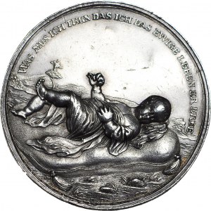 R-, Śląsk, Wrocław, Medal na chrzest ok. 1720, srebro 53 mm, Johann Kittel, rzadki