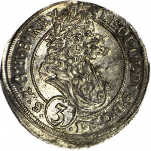 R-, Śląsk, Leopold I, 3 krajcary 1695 MMW, Wrocław, et LITERY PISANE