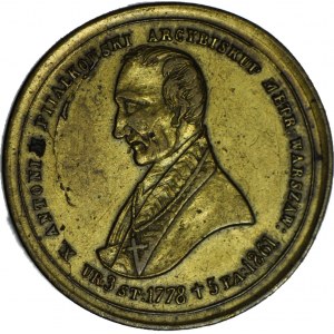 Medal 1861r z okazji śmierci księdza Antoniego Fijałkowskiego metropolity warszawskiego.