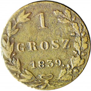 R-, Królestwo Polskie, 1 grosz 1839 MW, kropka po dacie