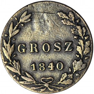 Królestwo Polskie, 1 grosz 1840 przebite z 1839, rzadki