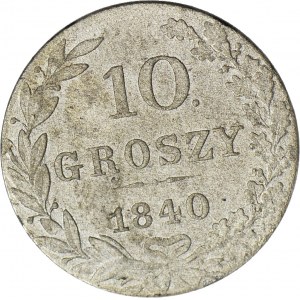 RR-, 10 Groszy 1840 Z KROPKĄ PO NOMINALE, rzadkie