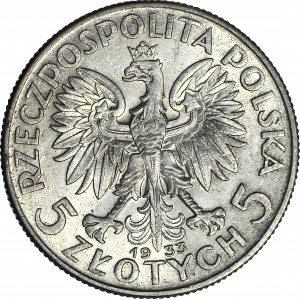 5 złotych 1933, Głowa, piękny