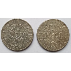 Zestaw dwóch monet 5 złotych 1934, Piłsudski, orzeł strzelecki