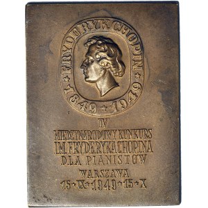 Plakieta 1949 + karnet IV Międzynarodowy konkurs F Chopina, nienotowana