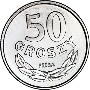 50 groszy 1986, PRÓBA, nikiel, podwójny napis PRÓBA