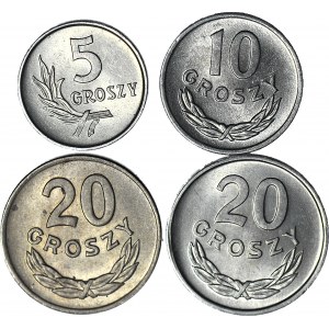 Lot 4 szt. 5 gr 1962, 10 gr 1963, 20 gr 1949 MN i 1963, mennicze