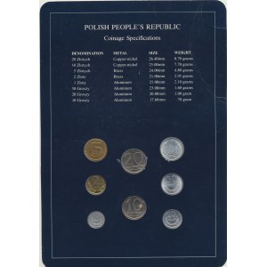 Zestaw monet PRL w opakowaniu eksportowym wraz ze znaczkiem