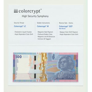 Niemcy, Banknot testowy MERCK, 100, Ludwig van Beethoven w folderze