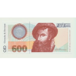 Niemcy, Banknot testowy Giesecke & Devrient, 600