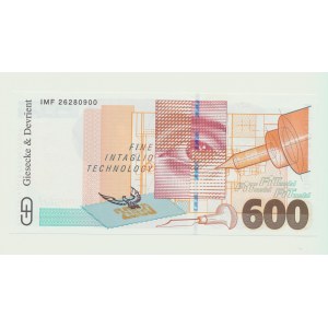 Niemcy, Banknot testowy Giesecke & Devrient, 600