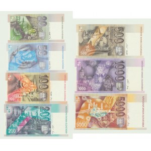 Słowacja, zestaw specimenów banknotów waluty Republiki Słowackiej + folder