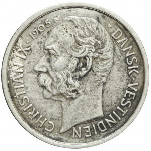Dania, Duńskie Indie Zachodnie, Christian IX, 50 bit = 10 centów, 1905