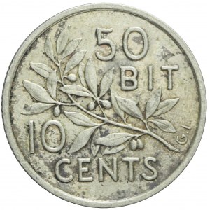 Dania, Duńskie Indie Zachodnie, Christian IX, 50 bit = 10 centów, 1905