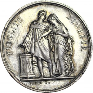 Francja, medalik talizman - dla biorących ślub, PETIT, srebro