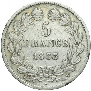 Francja, Ludwik Filip I, 5 franków 1833