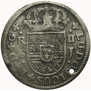 Hiszpania, Ludwik I, 2 reale 1724, Sewilla, rzadkie