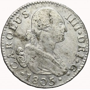 Hiszpania, Carolus IV, 2 reale 1805, Sewilla