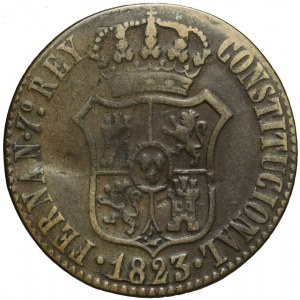 Hiszpania, Fernando VII, 6 quartos 1823, Barcelona