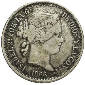 Hiszpania, Izabela II, 40 centimos 1866