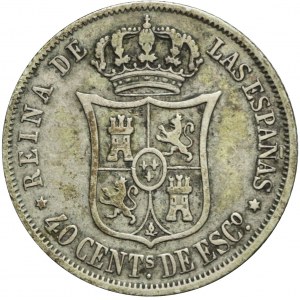 Hiszpania, Izabela II, 40 centimos 1866