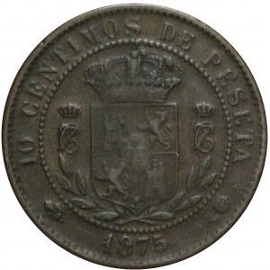 Hiszpania, Carlos VII, 10 centimos 1875, rzadsze