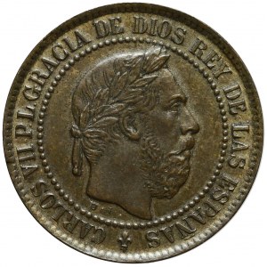 Hiszpania, Carlos VII, 5 centimos 1875, rzadkie