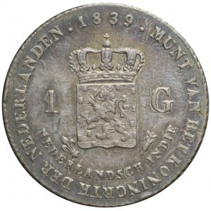 Holandia, Holenderskie Indie Wschodnie, Wilhelm, 1 gulden 1839, ładny