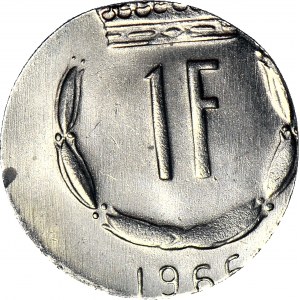 Luxemburg, 1 frank 1966, bity na mniejszym krążku